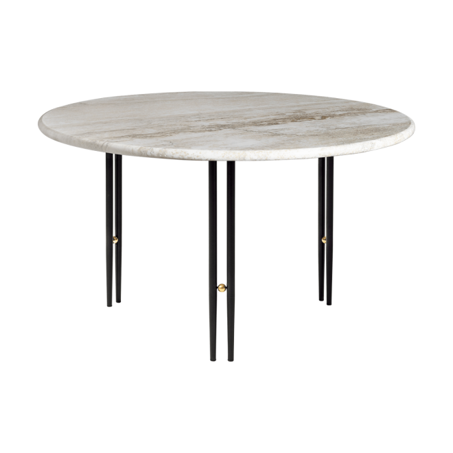 Gubi ioi soffbord rippled beige-svart stativ Ø70 cm
