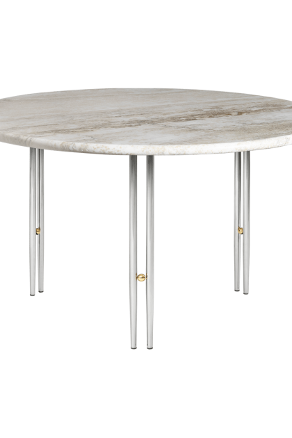 Gubi ioi soffbord rippled beige-kromstativ Ø70 cm