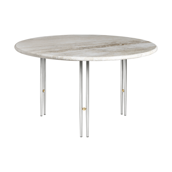 Gubi ioi soffbord rippled beige-kromstativ Ø70 cm