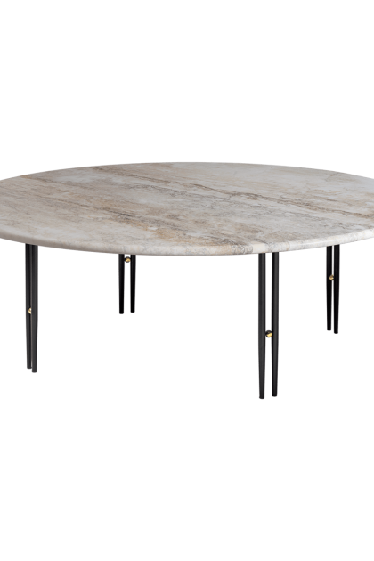 Gubi ioi soffbord rippled beige-svart stativ Ø100 cm