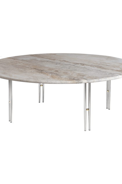 Gubi ioi soffbord rippled beige-kromstativ Ø100 cm