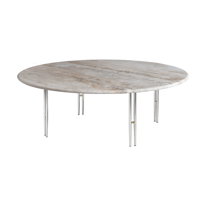 Gubi ioi soffbord rippled beige-kromstativ Ø100 cm