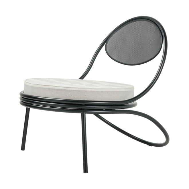 Gubi copacabana outdoor lounge chair klädd sits leslie stripe limonta 020-svarta ben