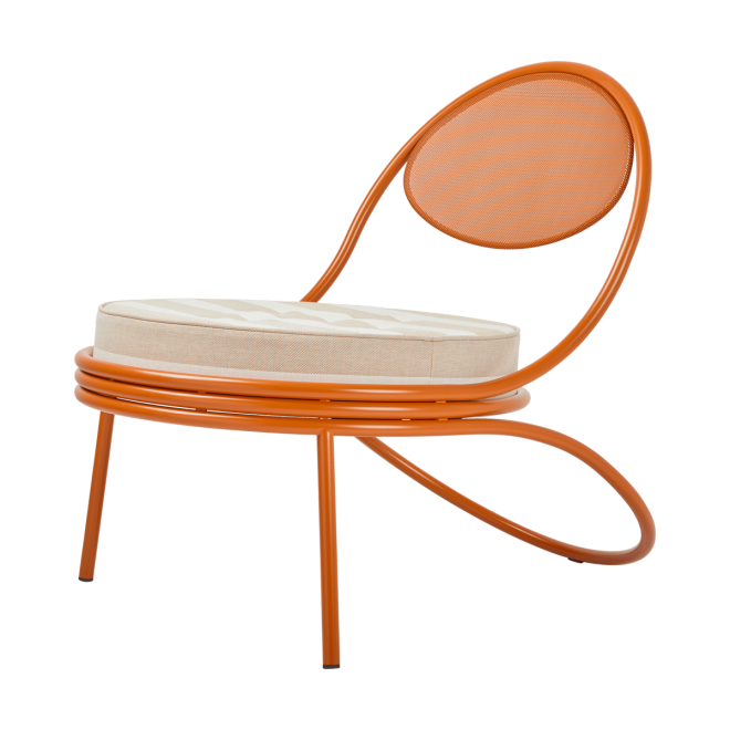 Gubi copacabana outdoor lounge chair klädd sits leslie stripe limonta 040-international orange