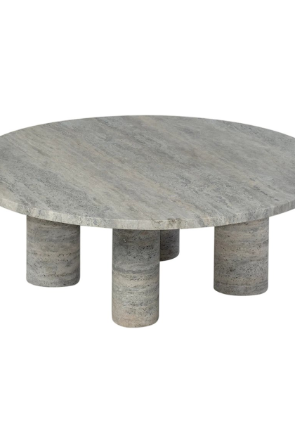 Blomus volos soffbord l Ø75 cm silver travertine