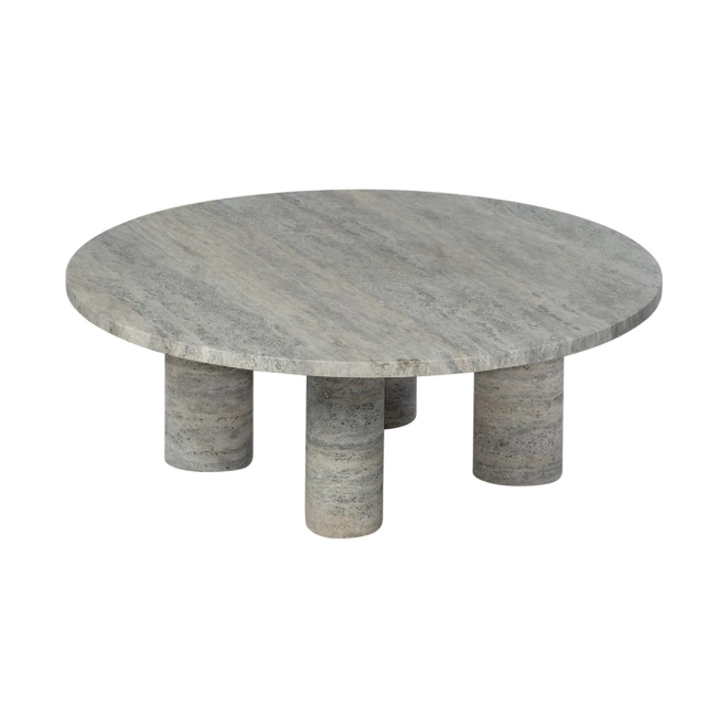 Blomus volos soffbord l Ø75 cm silver travertine
