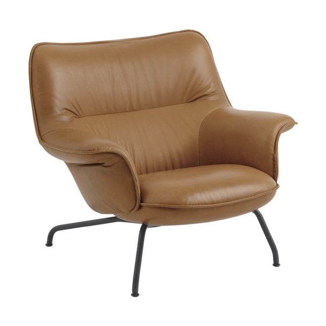Muuto doze fåtölj låg refine leather cognac-black