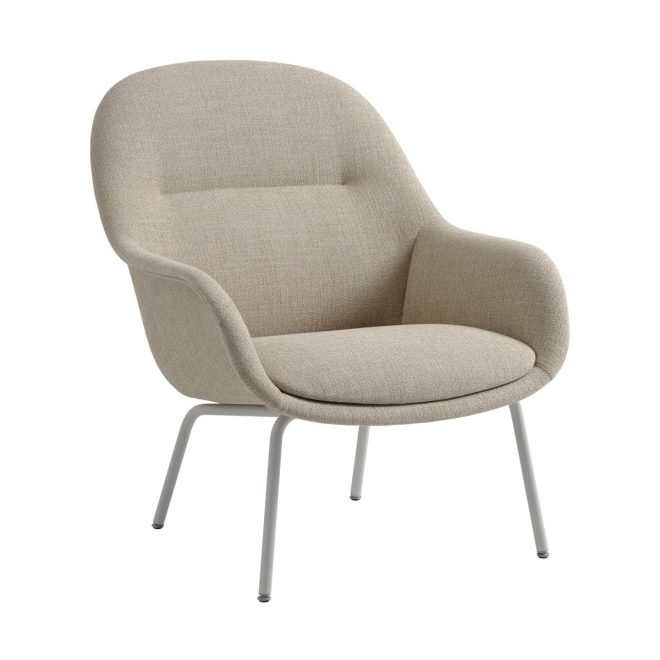 Muuto fiber lounge fåtölj med stålben ecriture 240-grey