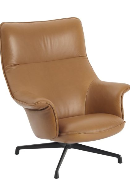 Muuto doze fåtölj swivel base refine leather cognac-black