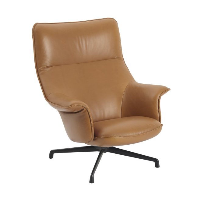 Muuto doze fåtölj swivel base refine leather cognac-black