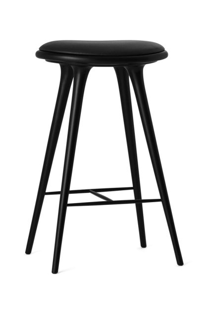 Mater high stool barpall 74 cm läder svart, stativ i svartbets bok