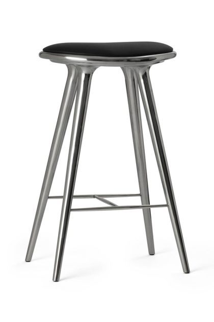 Mater high stool barpall 74 cm läder svart, aluminium stativ