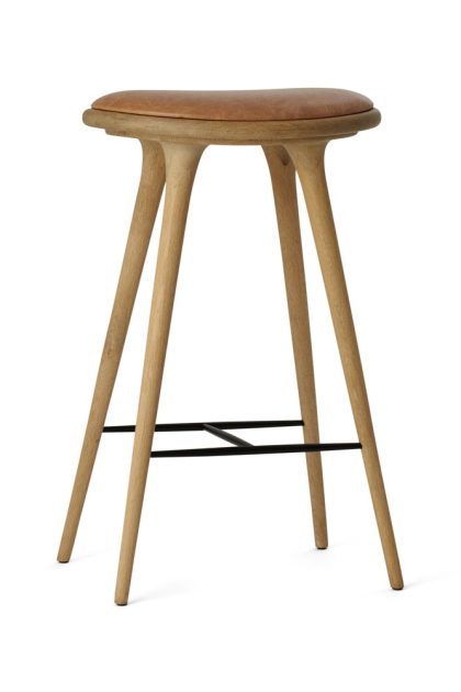 Mater high stool barpall 74 cm läder natur, såpat ekstativ