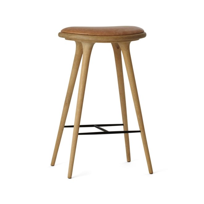 Mater high stool barpall 74 cm läder natur, såpat ekstativ
