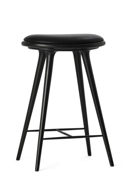 Mater high stool barpall 69 cm läder svart, stativ i svartbets bok