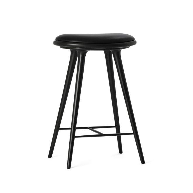 Mater high stool barpall 69 cm läder svart, stativ i svartbets bok