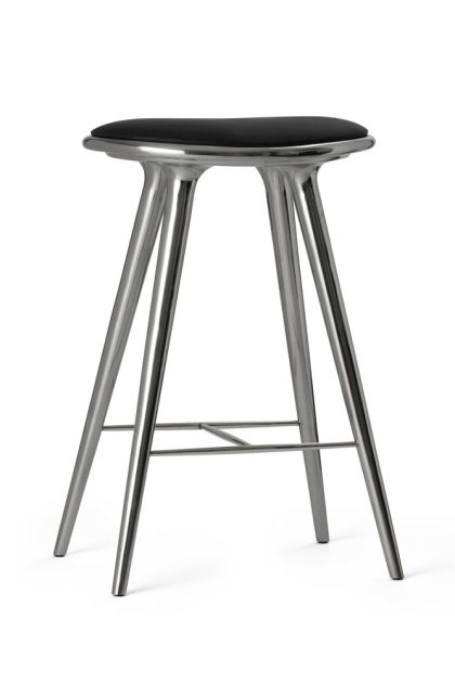 Mater high stool barpall 69 cm läder svart, aluminiumstativ