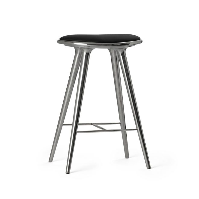 Mater high stool barpall 69 cm läder svart, aluminiumstativ