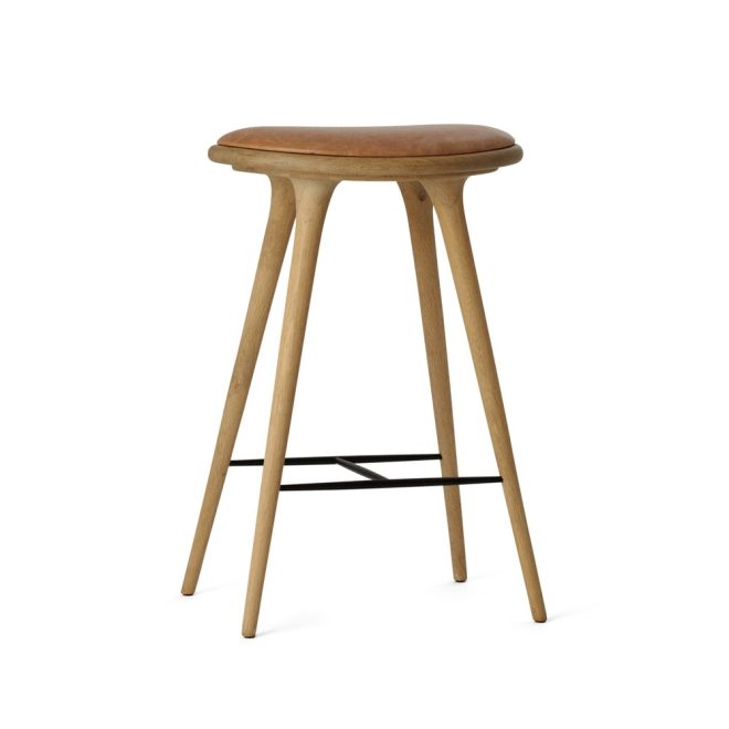 Mater high stool barpall 69 cm läder natur, såpat ekstativ