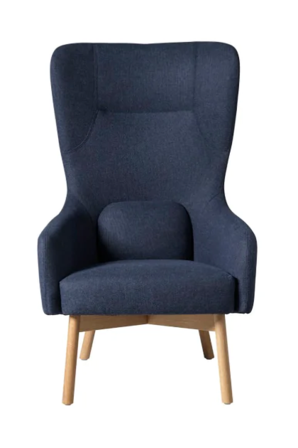 Fdb møbler l35 gesja wing chair fåtölj dark blue-lacquered oak