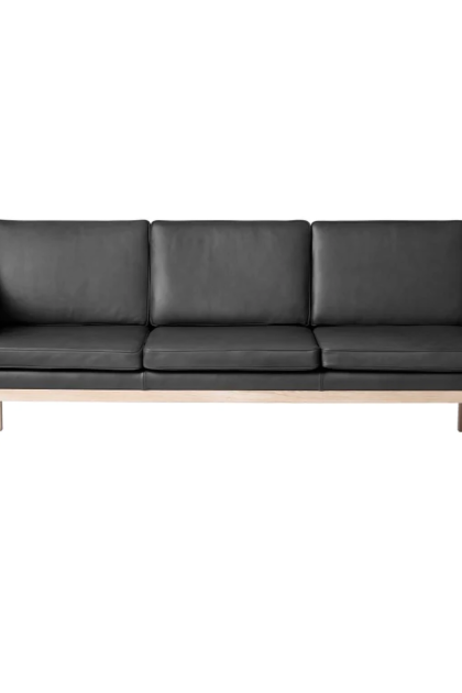Fdb møbler mk46 mogens koch 3-sits soffa lacquered oak-black leather