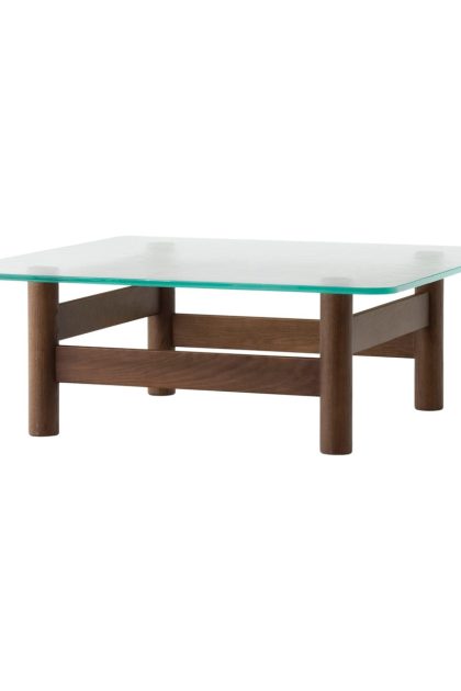 Audo copenhagen brasilia soffbord 100x100 cm dark stained oak-clear glass