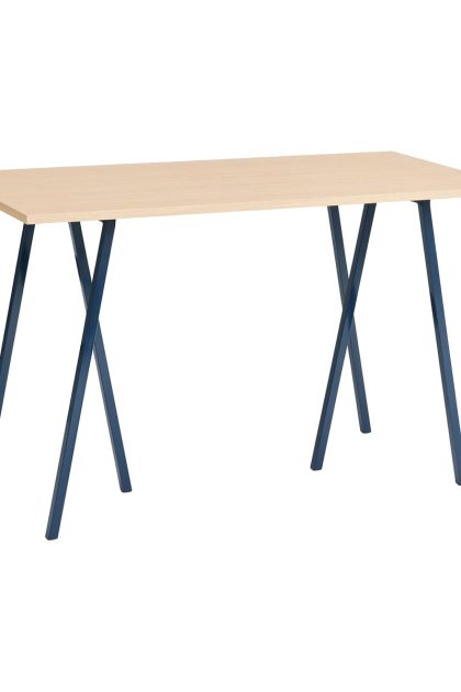Hay loop stand incl. support barbord 77,5x160 cm deep blue-clear lacq. oak