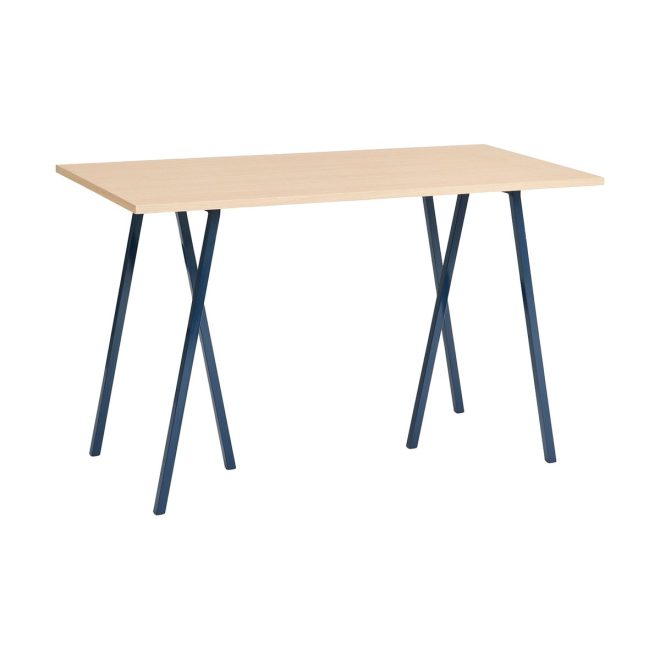 Hay loop stand incl. support barbord 77,5x160 cm deep blue-clear lacq. oak
