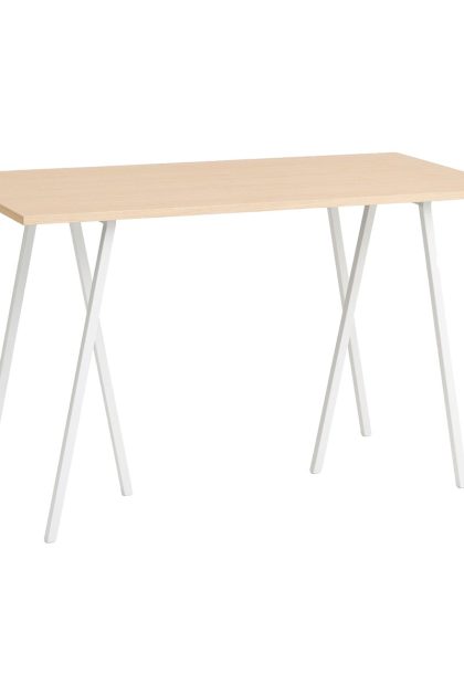 Hay loop stand incl. support barbord 77,5x160 cm white-clear lacq. oak