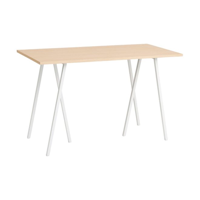 Hay loop stand incl. support barbord 77,5x160 cm white-clear lacq. oak