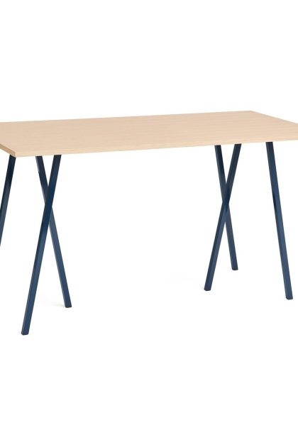 Hay loop stand incl. support barbord 87,5x180 cm deep blue-clear lacq. oak