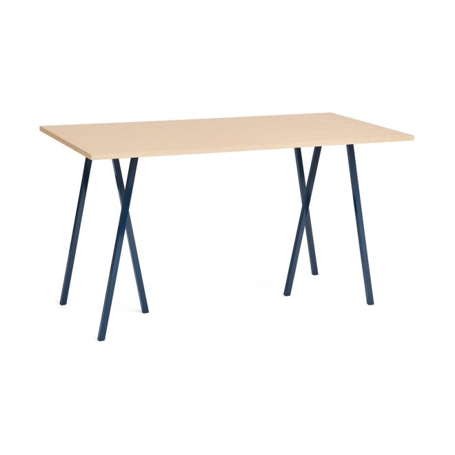 Hay loop stand incl. support barbord 87,5x180 cm deep blue-clear lacq. oak