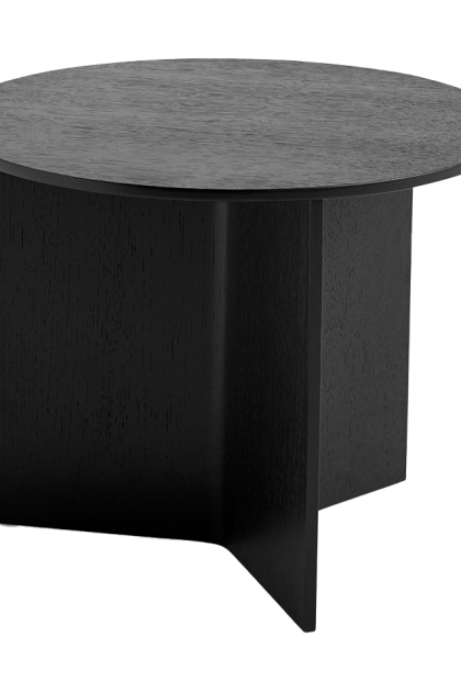 Hay slit soffbord Ø45 cm black lacquered oak