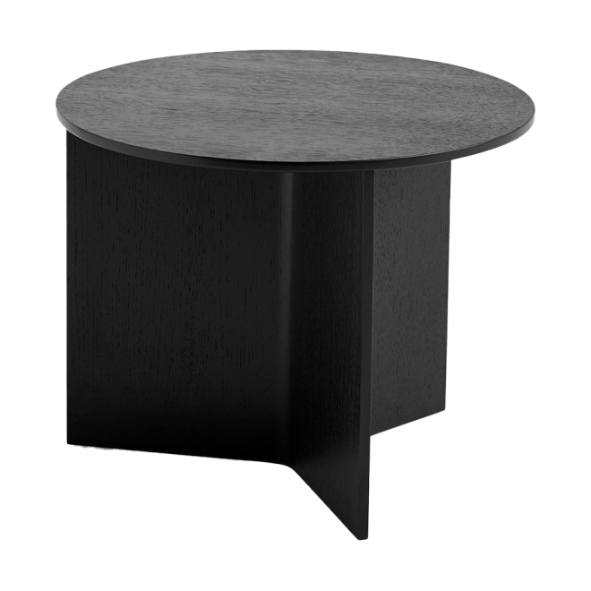 Hay slit soffbord Ø45 cm black lacquered oak
