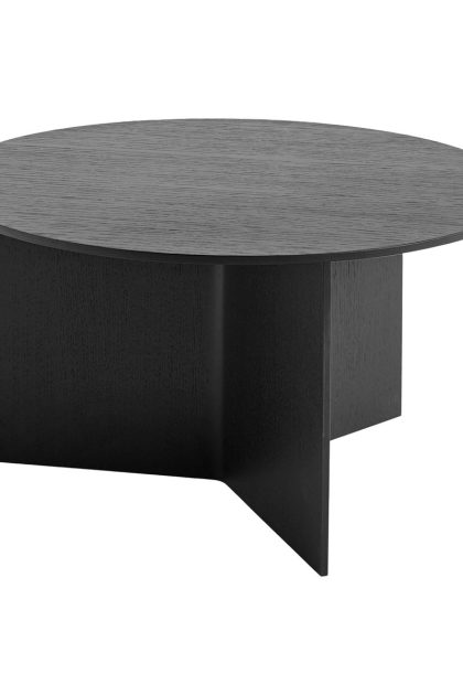Hay slit soffbord Ø65 cm black lacquered oak
