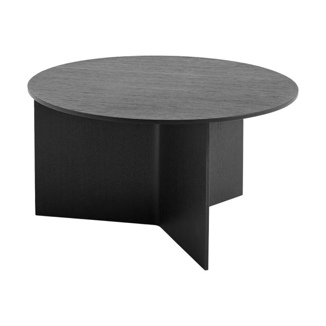 Hay slit soffbord Ø65 cm black lacquered oak