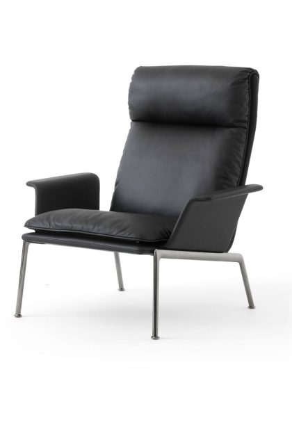 &tradition muno ln17 high back loungefåtölj dark chrome-black