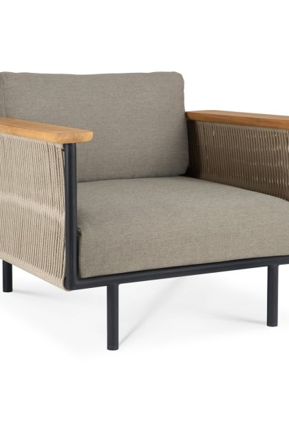 Ethnicraft corbey outdoor loungestol med dyna aluminium black-silt