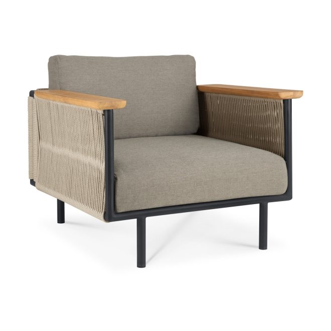 Ethnicraft corbey outdoor loungestol med dyna aluminium black-silt