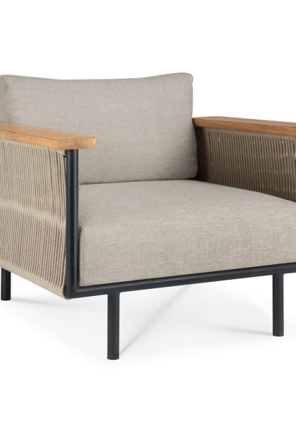 Ethnicraft corbey outdoor loungestol med dyna aluminium black-oyster