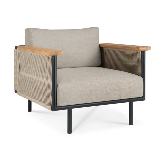 Ethnicraft corbey outdoor loungestol med dyna aluminium black-oyster