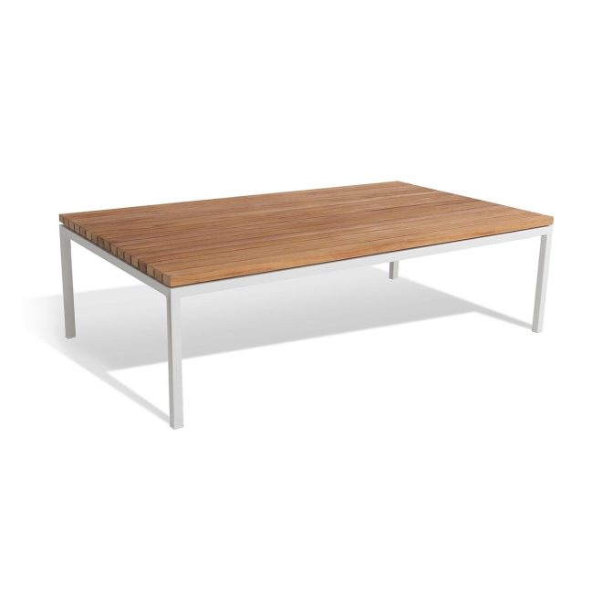 Skargaarden bönan loungebord 105x60x30 cm ljusgrå ram-teak