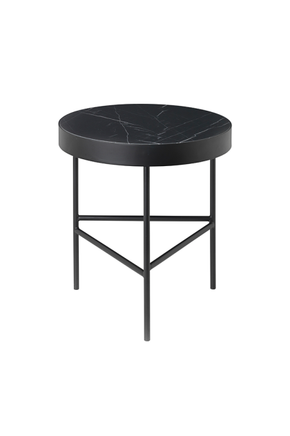 Ferm living marble table soffbord marmor svart, medium, svart stativ