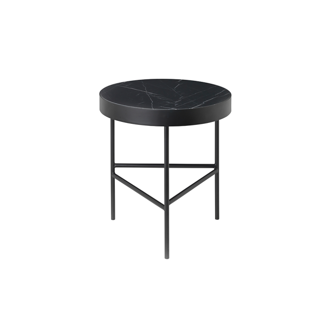 Ferm living marble table soffbord marmor svart, medium, svart stativ