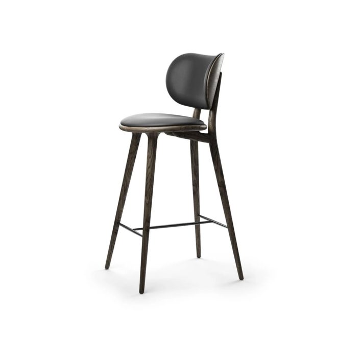 Mater mater high stool backrest barstol hög läder svart, sirka grey ekstativ