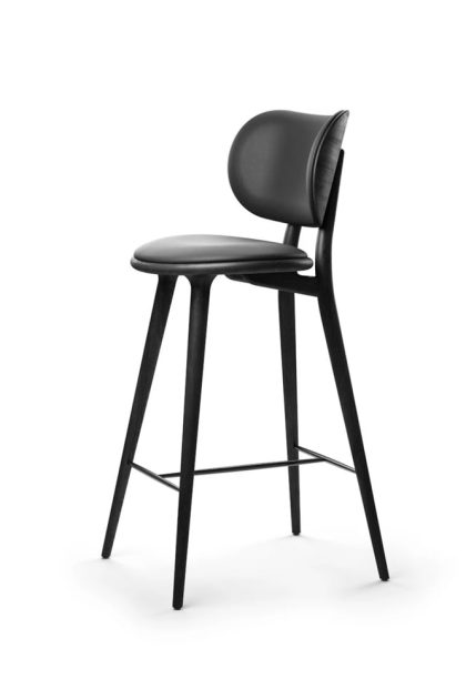 Mater mater high stool backrest barstol hög läder svart, svartbetsat bokstativ