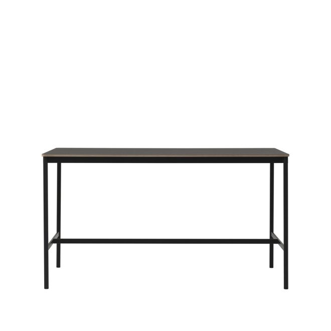 Muuto base high barbord black linoleum, svart stativ, plywoodkant, b85 l190 h105