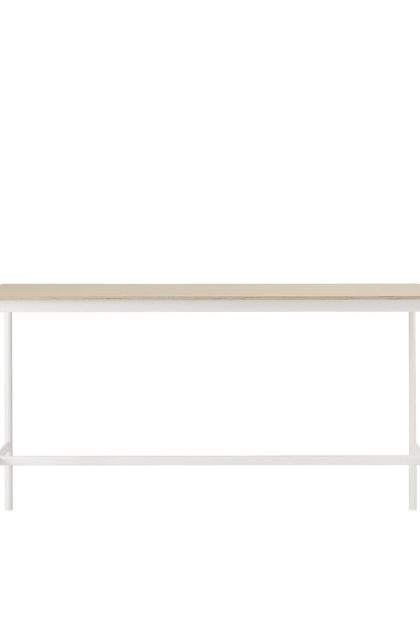 Muuto base high barbord oak, vitt stativ, plywoodkant, b85 l190 h105