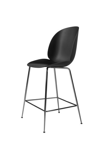 Gubi beetle barstol låg black, svartkromat stålstativ