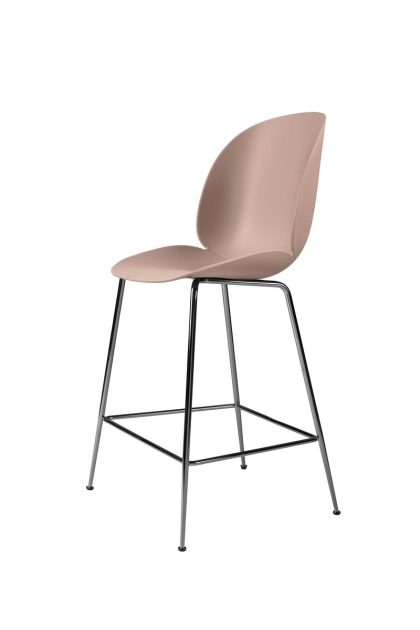 Gubi beetle barstol låg sweet pink, svartkromat stålstativ